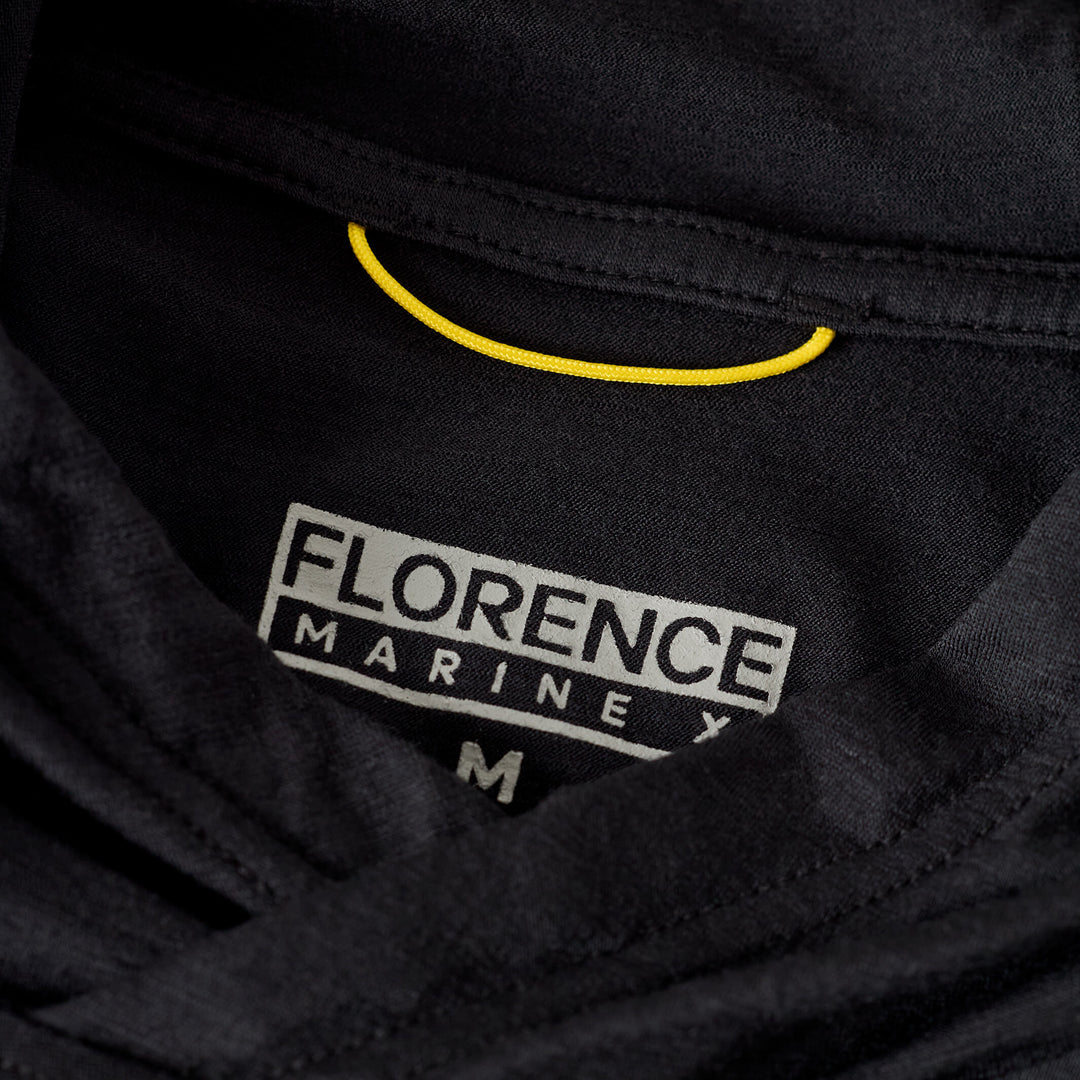 Color:Black-Florence Merino Wool Hooded Long Sleeve Shirt