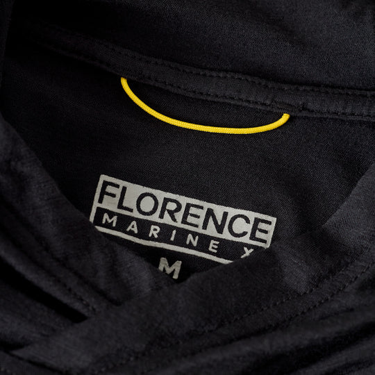 Color:Black-Florence Merino Wool Hooded Long Sleeve Shirt