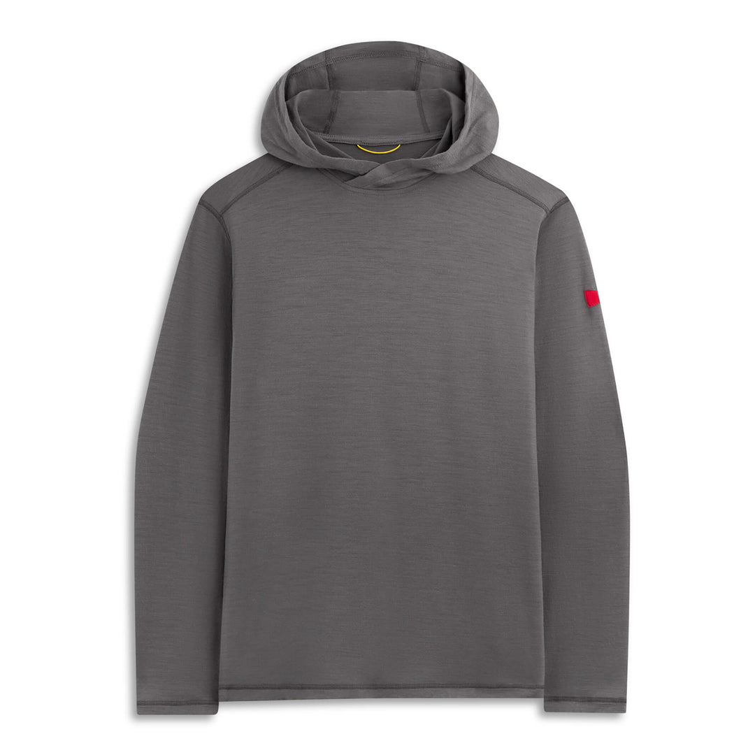Color:Cement-Florence Merino Wool Hooded Long Sleeve Shirt