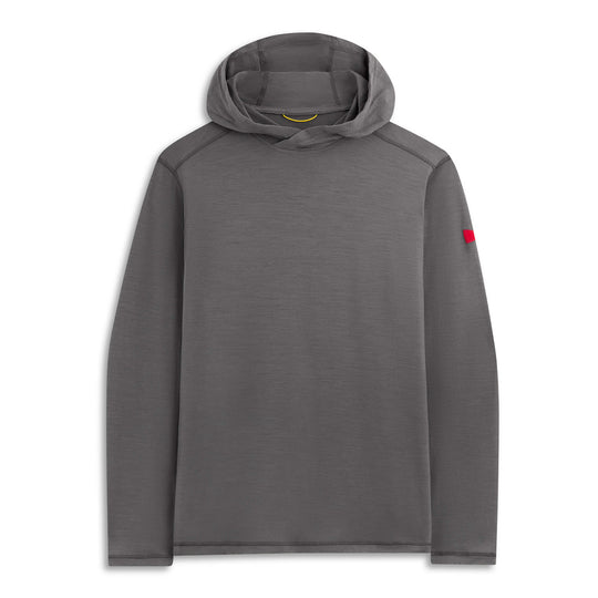 Color:Cement-Florence Merino Wool Hooded Long Sleeve Shirt