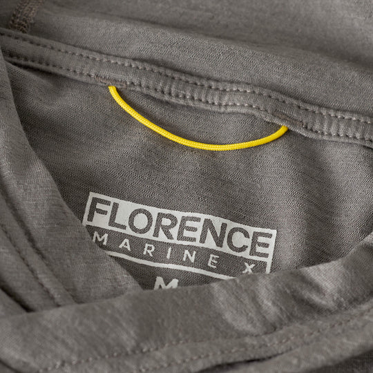 Color:Cement-Florence Merino Wool Hooded Long Sleeve Shirt