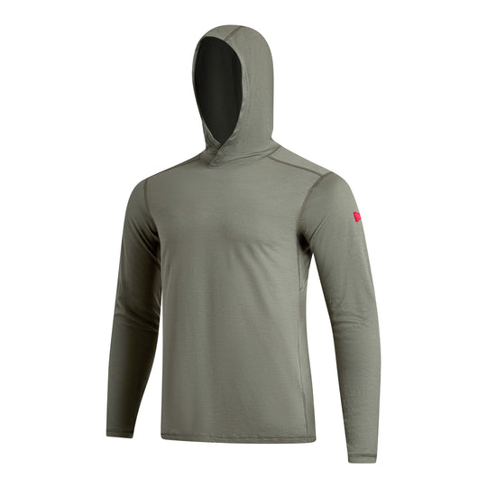 Color:OD Green-Florence Merino Wool Hooded Long Sleeve Shirt