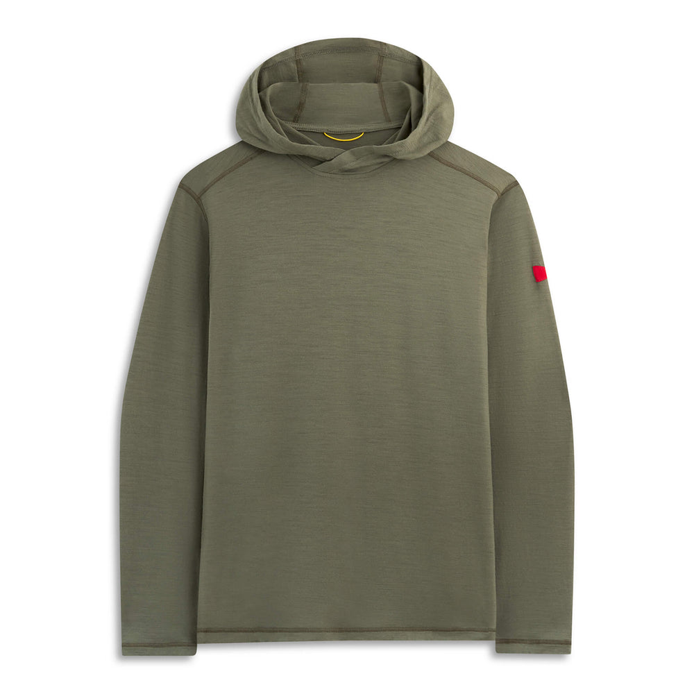 Color:OD Green-Florence Merino Wool Hooded Long Sleeve Shirt