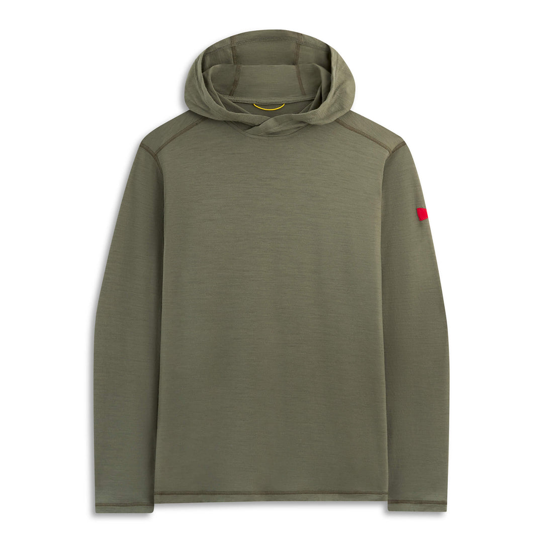 Color:OD Green-Florence Merino Wool Hooded Long Sleeve Shirt