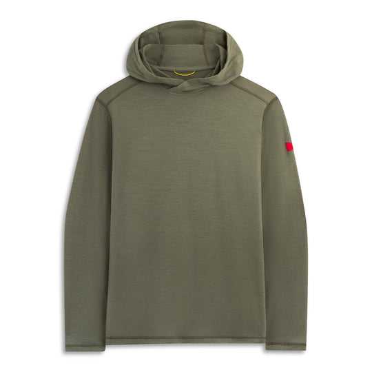 Color:OD Green-Florence Merino Wool Hooded Long Sleeve Shirt
