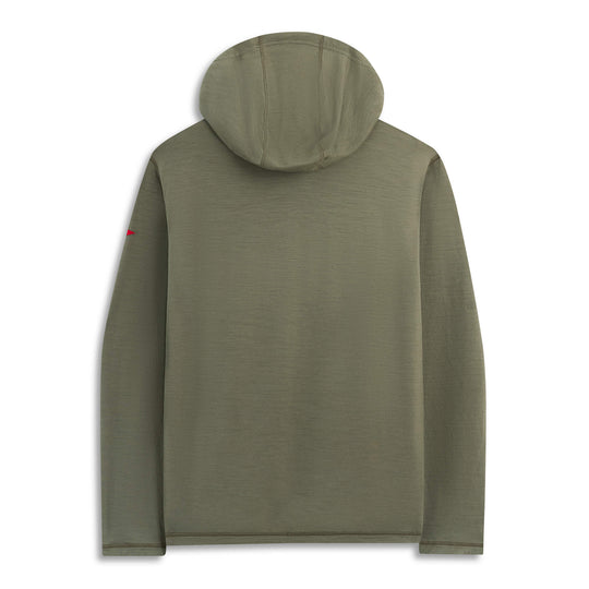 Color:OD Green-Florence Merino Wool Hooded Long Sleeve Shirt