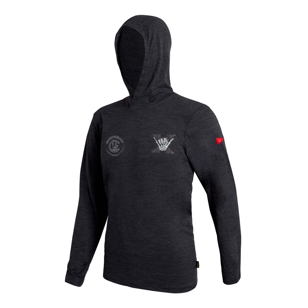 Color:Heather Charcoal-Florence C4 10th Anniversary Airtex Long Sleeve Hooded Shirt