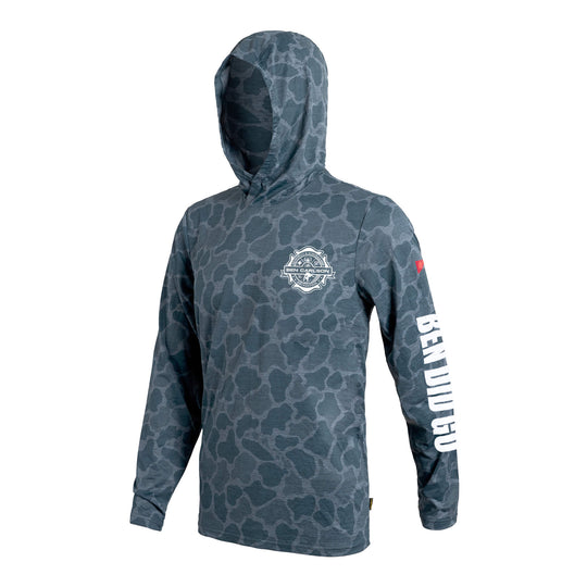 Color:Heather Maritime Camo-Florence Ben Carlson Airtex Long Sleeve Hooded Shirt