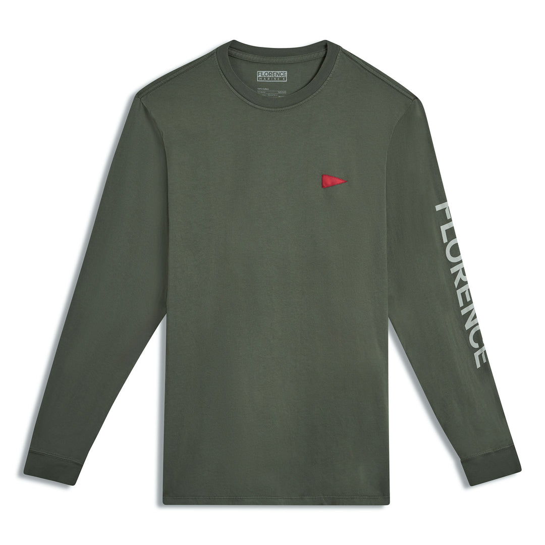 Color:Moss Grey-Florence Burgee Long Sleeve T-Shirt