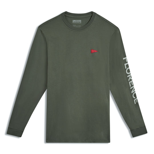 Color:Moss Grey-Florence Burgee Long Sleeve T-Shirt