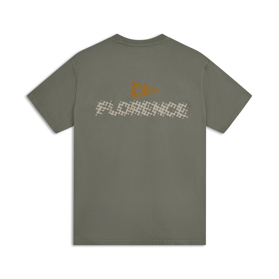 Color:Moss Grey-Florence Logo Halftone T-Shirt -alt