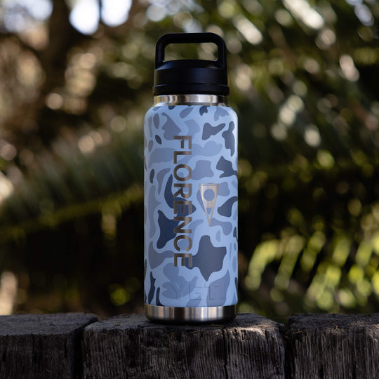 Color:Blue Camo-Yeti x Florence Marine X Rambler Bottle with Chug Cap -alt