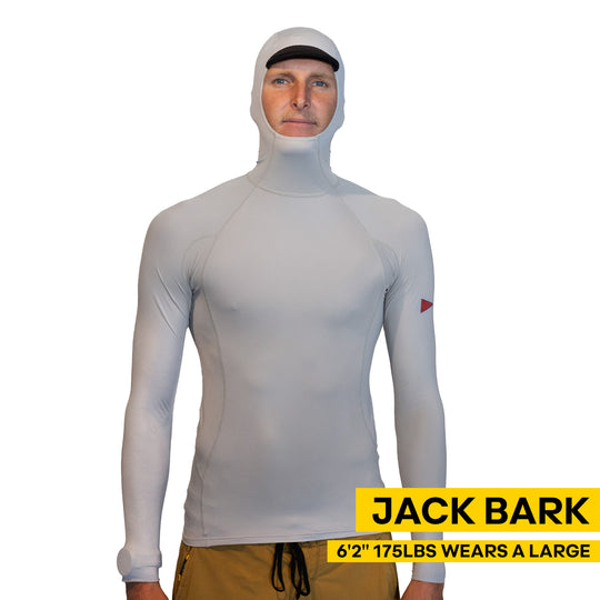 Color:Silver-Florence Long Sleeve Utility Pocket Hooded Rashguard